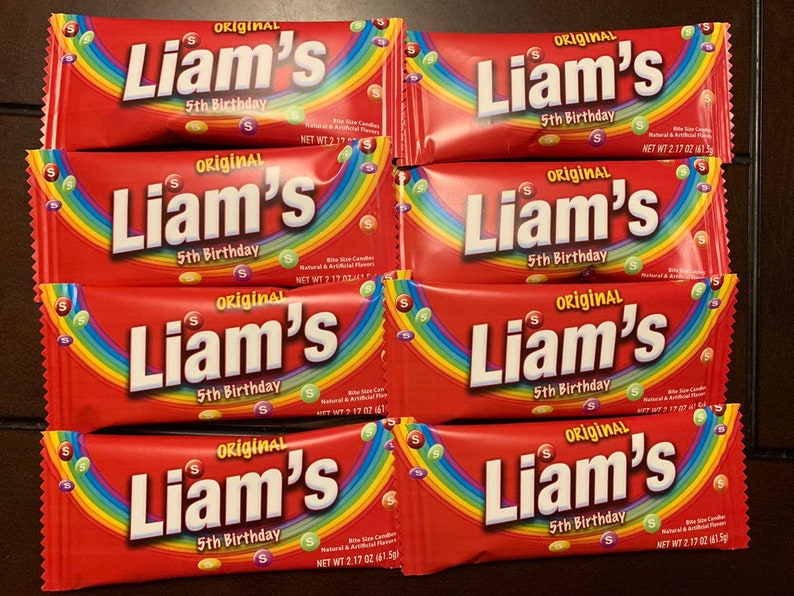 Classic Name Candy Wrapper Birthday Party Custom Rainbow Etsy
