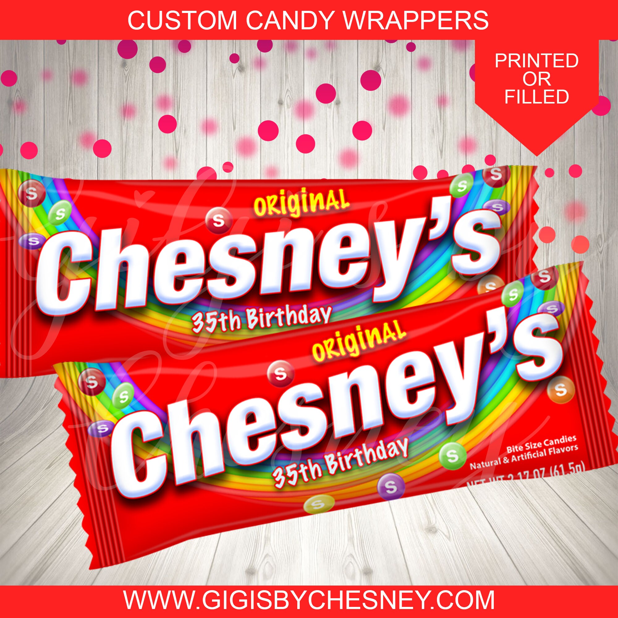 Classic Name Candy Wrapper Birthday Party Custom Rainbow Etsy