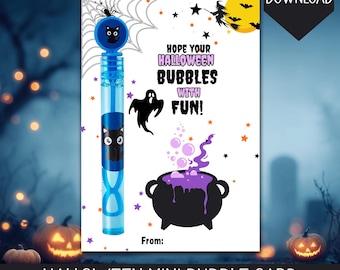 Halloween Bubble Favor Card | Kids Classroom Halloween Gift Tag | Halloween Party Bubbles | Bubbles Favor | Instant Download