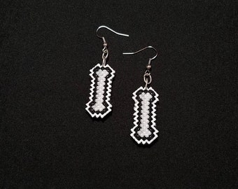 Pixel Bone Earrings - Cross-Stitch - 8-bit