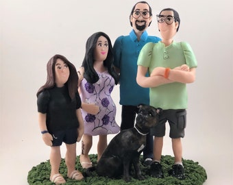 DEPOSIT ONLY!  Custom Polymer Clay Family Figurine.  Wedding Gift, Family Sculpture