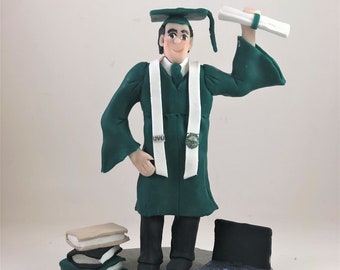 DEPOSIT ONLY!  Custom Polymer Clay Graduate Cake Topper, Figurine.