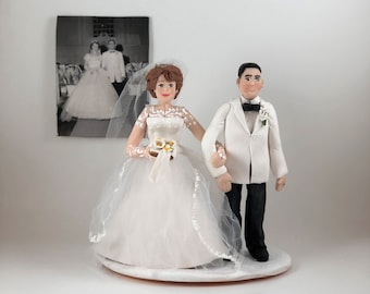 DEPOSIT ONLY!  Custom Polymer Clay 60 th Anniversary Cake, Wedding Cake Topper, Custom Wedding Figurine.  A Hand Crafted Art Sculpture.