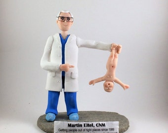 Custom Retirement Figurine, Cake Topper.  Midwife sculpture