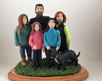 DEPOSIT ONLY!  Custom Polymer Clay Family Figurine, Family Keepsake, Family Sculpture.