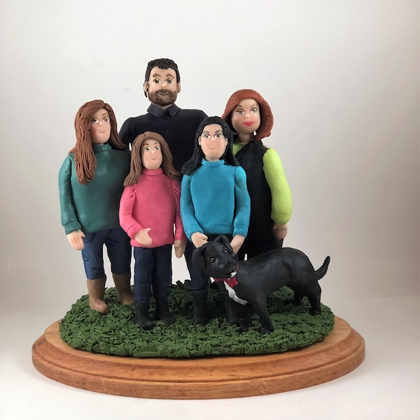 DEPOSIT ONLY!  Custom Polymer Clay Family Figurine, Family Keepsake, Family Sculpture.