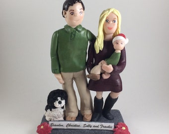 Custom Polymer Clay Family Ornament, Personalized Ornament, Couple Keepsake