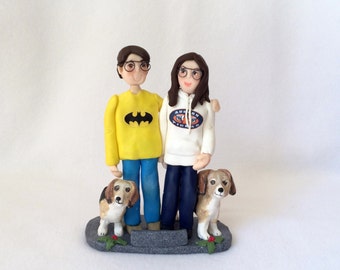 Custom Polymer Clay Couple, Family Christmas Ornament, Custom Clay Couple Figurine.  A  Hancrafted Clay Sculpture.