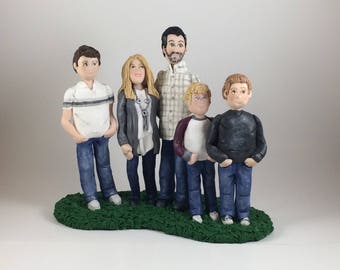 Custom Polymer Clay Family Figurine, Handcrafted Art Family Sculpture, Keepsake, Heirloom