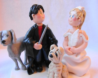 DEPOSIT ONLY!! Custom Polymer Clay Wedding Cake Topper, Figurine. A  Handcrafted Art Sculpture.