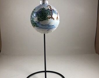 Hand painted Christmas Ornament, Snow Scene