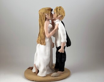 DEPOSIT ONLY!! Custom Polymer Clay Groom's Cake Topper, Wedding Cake, Couple Figurine.