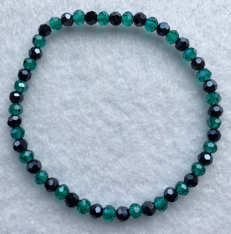 Jade /& Navy glass crystal stretch bracelet