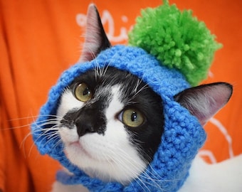 MADE TO ORDER Cat Hat with Pom Pom- Cat Hats- Hats for Cats- Cat Clothes