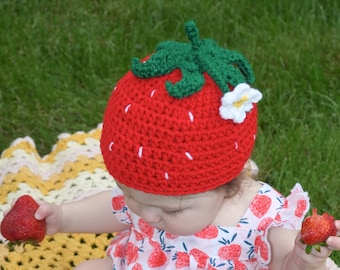 PATTERN ONLY Crochet Strawberry Hat Sizes Infant-Adult