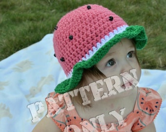 PATTERN ONLY Crochet Watermelon Sun Hat Pattern