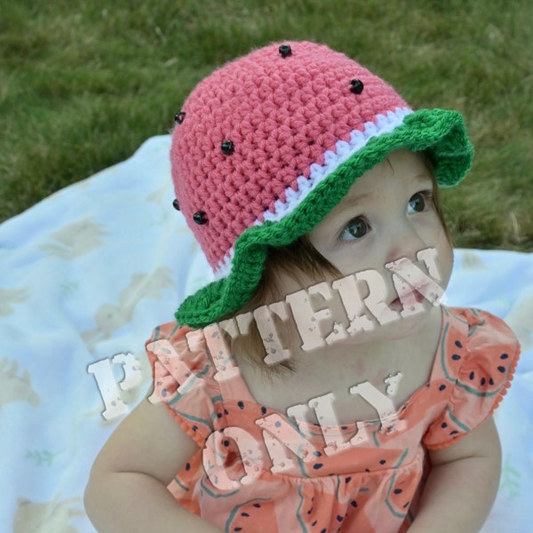 PATTERN ONLY Crochet Watermelon Sun Hat Pattern