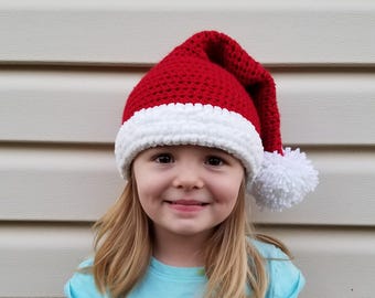 Crochet Santa Claus Hat- Santa Hat- Christmas Hat- Holiday Hat- All Sizes