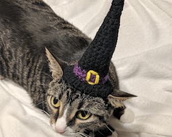 MADE TO ORDER Cat Witch Hat- Halloween Hats for cats- Halloween costumes for cats- Cat Hats- Cat Witch