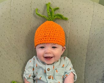 Crochet Carrot Hat (sizes baby-toddler)