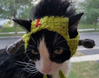 Frankenstein Monster Cat Hat Crochet Pattern PDF