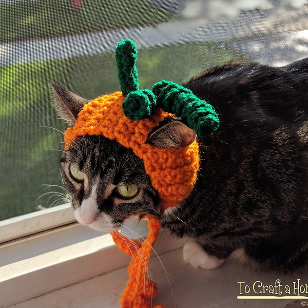 MADE TO ORDER Pumpkin Cat Hat-Cat Hats- Hats for Cats- Pumpkin Cat- Halloween Cat- Costumes for Cats- Clothes for Cats