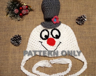 Crochet PDF PATTERN Friendly Snowman Hat- Holiday Crochet Patterns- Christmas Crochet Patterns- Snowman Hat Pattern