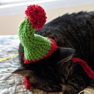 Crochet Elf Cat Sweater Ugly Christmas Sweater for Cats Holiday cat sweater Clothes for cats image 3