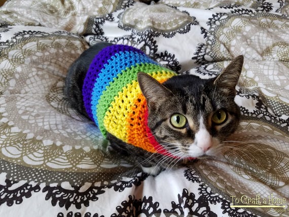 Rainbow Cat Sweater,Cat Sweaters, Cat Clothes, Cat Shirt,Pet Sweaters