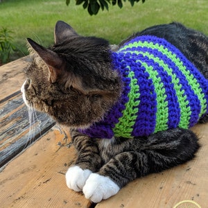 MADE TO ORDER Striped Cat Sweater multiple Color Choicescrochet Cat ...