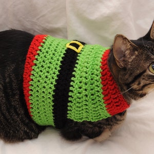Crochet Elf Cat Sweater Ugly Christmas Sweater for Cats Holiday cat sweater Clothes for cats image 2