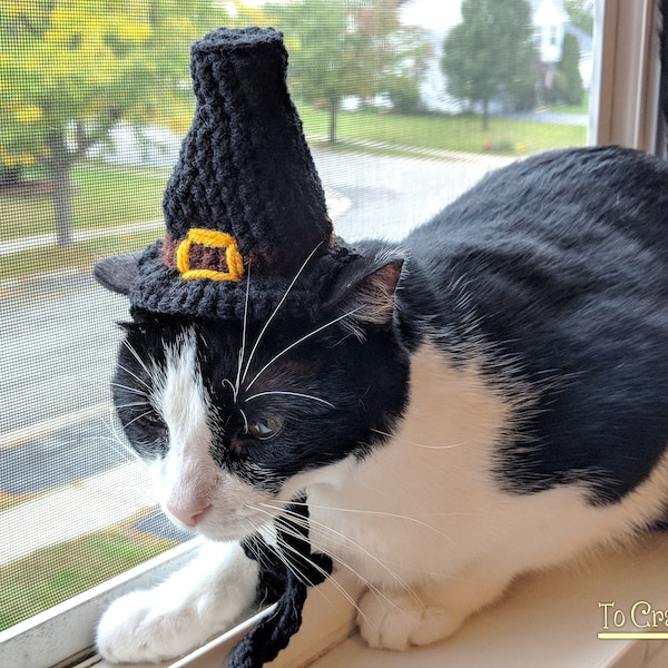 MADE TO ORDER Pilgrim Cat Hat-Pilgrim Hat-Crochet Pilgrim Cat Hat-Thanksgiving Cat Hat-Thanksgiving Pet Hat