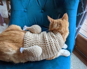 Cooked Turkey Cat Sweater Crochet Pattern PDF PATTERN ONLY