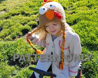 Crochet Thanksgiving Turkey Hat PATTERN: Earflap Style (PDF Pattern)