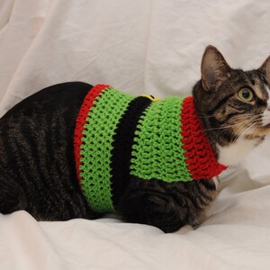 Crochet Elf Cat Sweater Ugly Christmas Sweater for Cats Holiday cat sweater Clothes for cats image 4