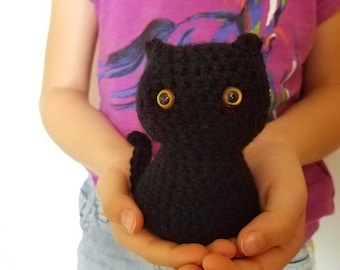 MADE TO ORDER Small Crochet Cat available in multiple colors- Cat Toy- Crochet Cat- Black Cat