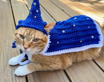 Wizard Cat Hat and Cape Costume Crochet Pattern PDF