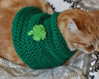 St. Patrick's Day Cat Sweater- St Paddy's Day Cat Sweater- Clothes for Cats- Cat Shirt- Leprechaun Cat Sweater- Leprechaun Cat