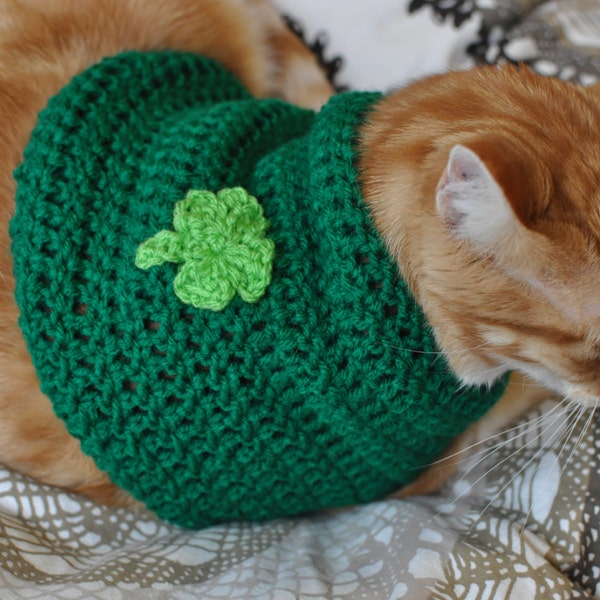 St. Patrick's Day Cat Sweater- St Paddy's Day Cat Sweater- Clothes for Cats- Cat Shirt- Leprechaun Cat Sweater- Leprechaun Cat