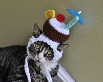 Piña Colada Cat Hat Crochet Pattern PDF FILE