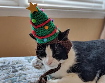 Christmas Tree Cat Hat Crochet Pattern PDF