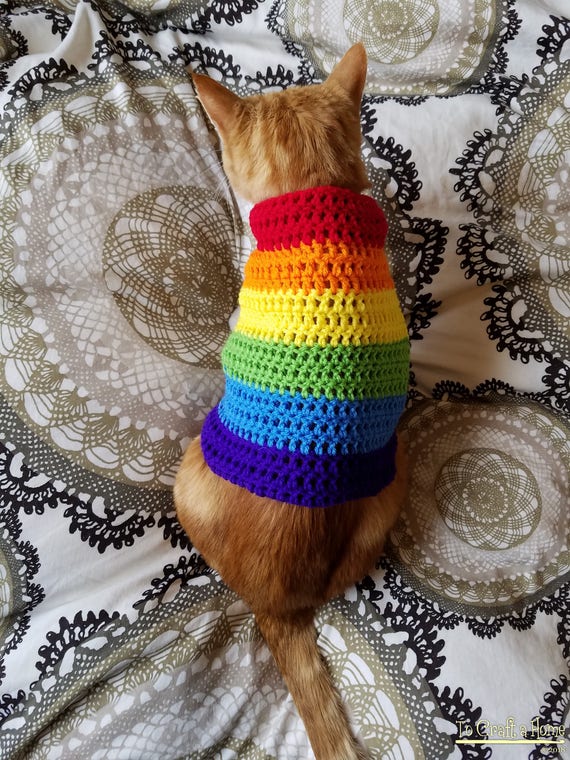 MADE TO ORDER Rainbow Cat Sweater cat Sweaters Cat Clothes Cat