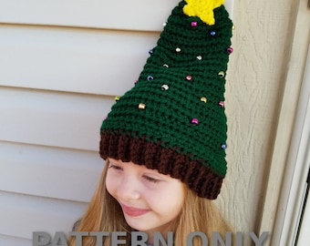 PDF Crochet Pattern for Crochet Christmas Tree Hat- Christmas Tree Hat- Crochet Christmas Tree Hat Pattern- Holiday Crochet Patterns-