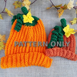PDF PATTERN Crochet Ribbed Pumpkin Hat- Pumpkin Hat Pattern- Thanksgiving Crochet Pattern- Halloween Crochet Pattern- Pumpkin Hat Crochet