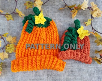 Crochet Ribbed Pumpkin Hat PATTERN: Fall Halloween Thanksgiving (PDF Pattern)