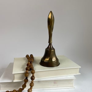vintage solid brass hand bell desk accessory