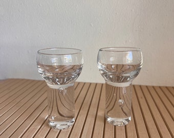 vintage controlled bubble shot glass mcm mod aperitif cordial glass pair of 2