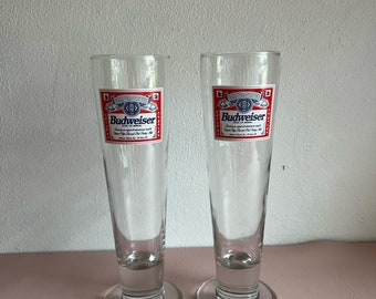 vintage Budweiser pilsner glasses pair of 2 16oz