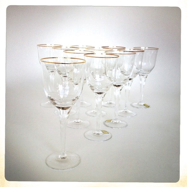 vintage crystal wine glass gold rimmed Marquis by Waterford Eternity