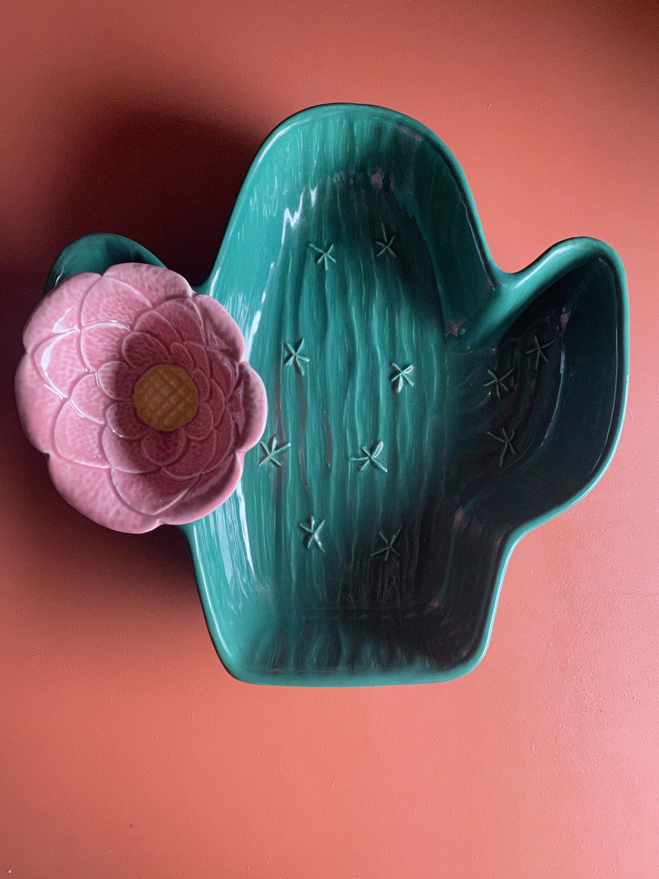 Vintage Cactus Chip and Dip Dish Treasure Craft Saguaro Pink Etsy
